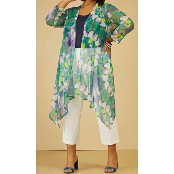 PLUS SIZE 3X Women’s Abstract Print Mesh Duster - Picture 1 of 2